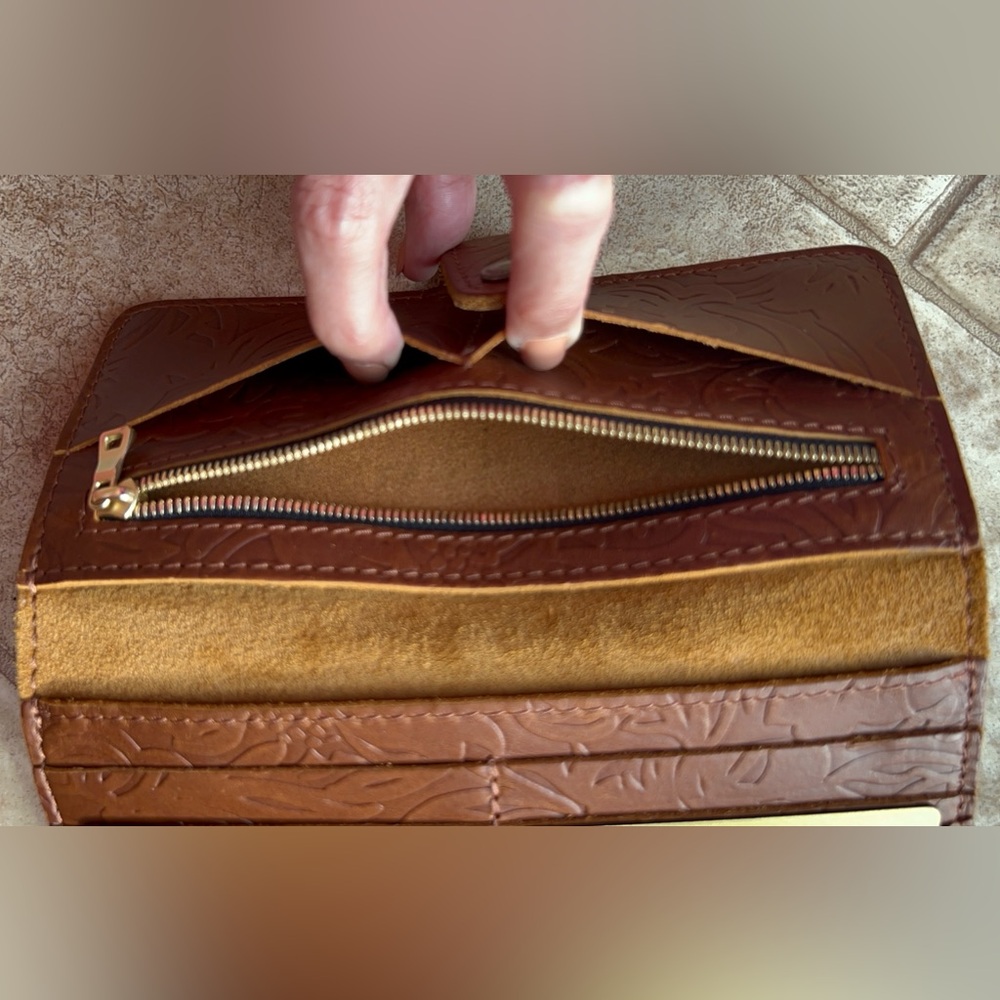 Portland Leather Goods Embossed Brown Wallet - Picture 11 of 14